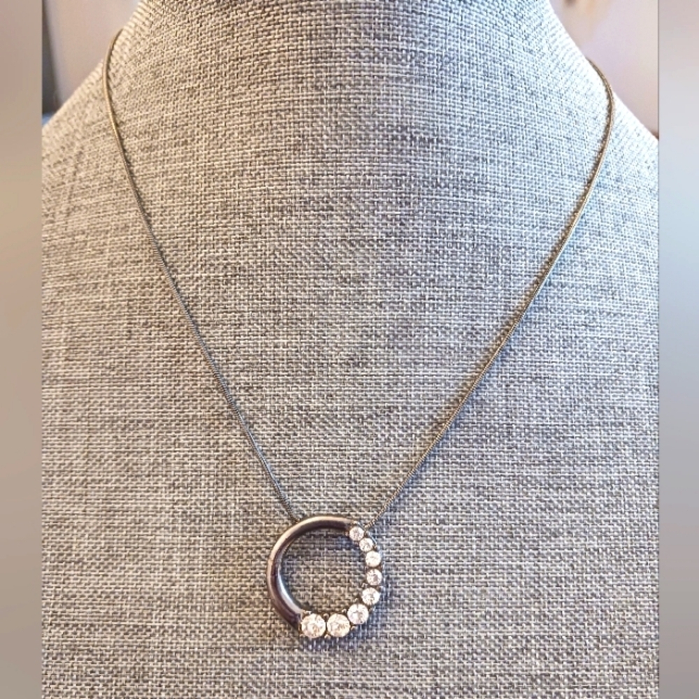 Avant Garde Pendant Necklace w/ Crystals - Pre-loved (16"-19.5")